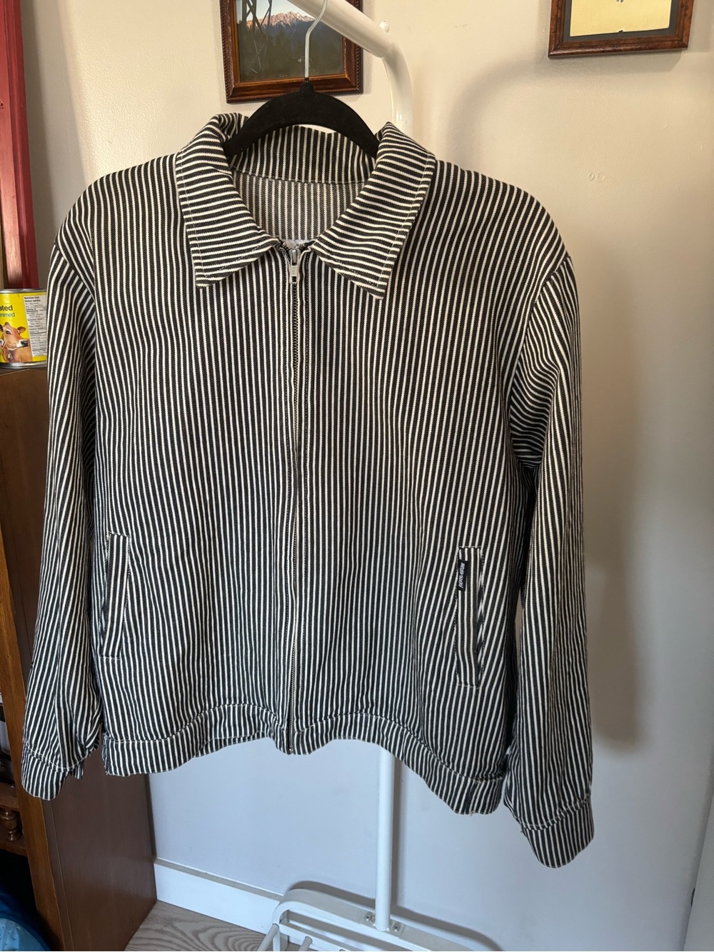 FA Men’s Black and White Striped Zip Jacket
